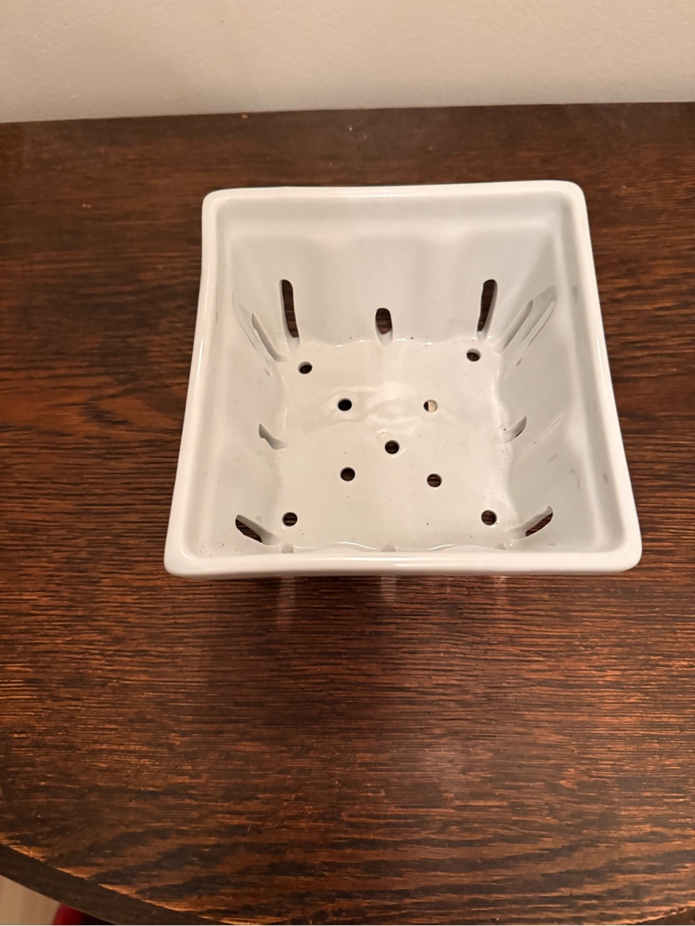 Crate&Barrel White Ceramic Square Berry Basket